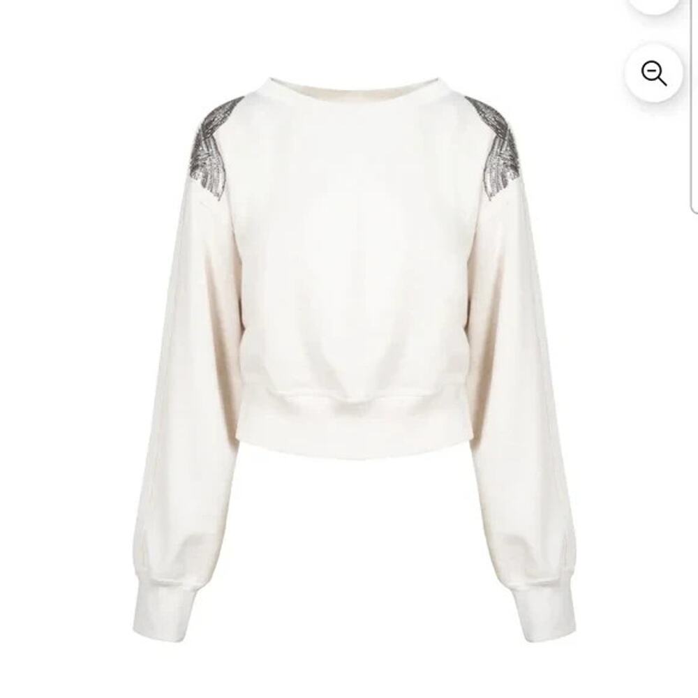 Jessica Simpson Pullover Women Khissa Ivory Heather Size L Sweater Sequin